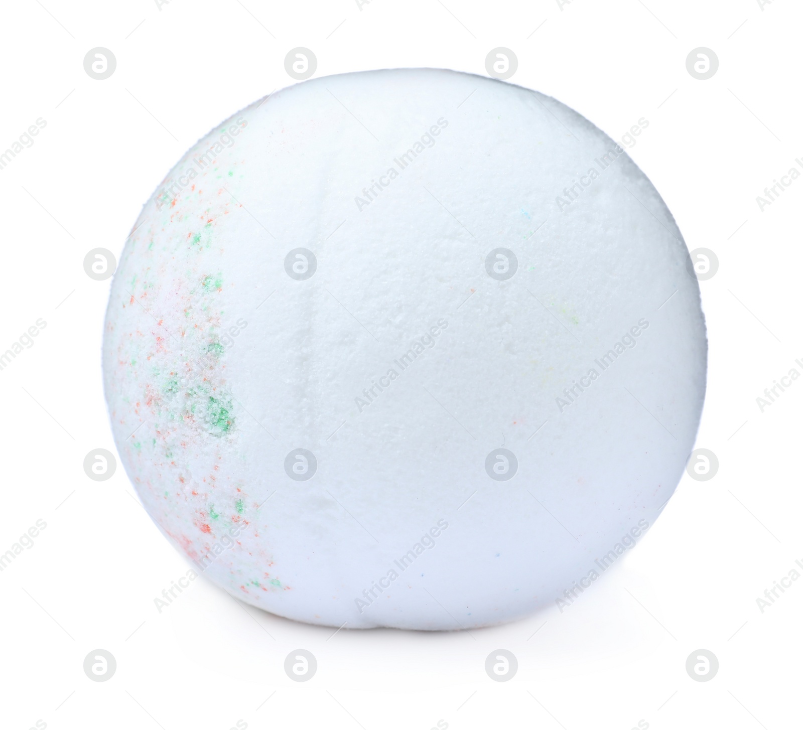 Photo of Bright bath bomb isolated on white. Spa product