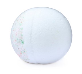 Photo of Bright bath bomb isolated on white. Spa product