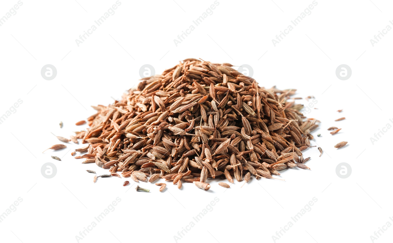 Photo of Heap of aromatic caraway (Persian cumin) seeds isolated on white