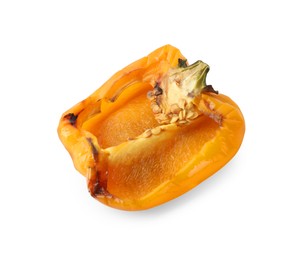 Half of grilled yellow bell pepper isolated on white