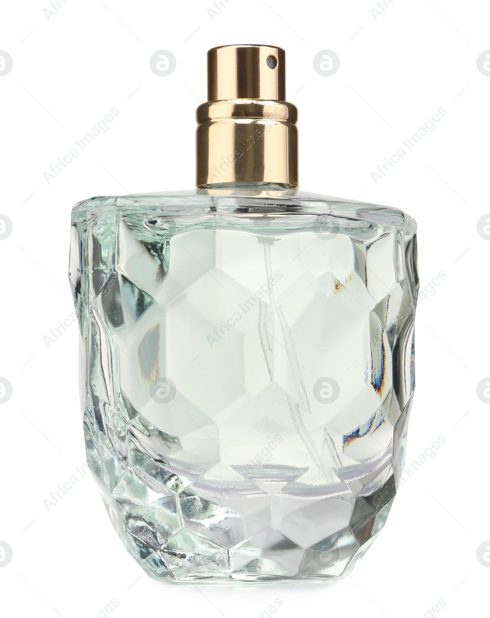 Photo of Luxury perfume in bottle isolated on white