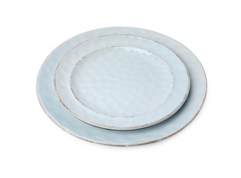 Photo of Two ceramic plates isolated on white. Cooking utensils