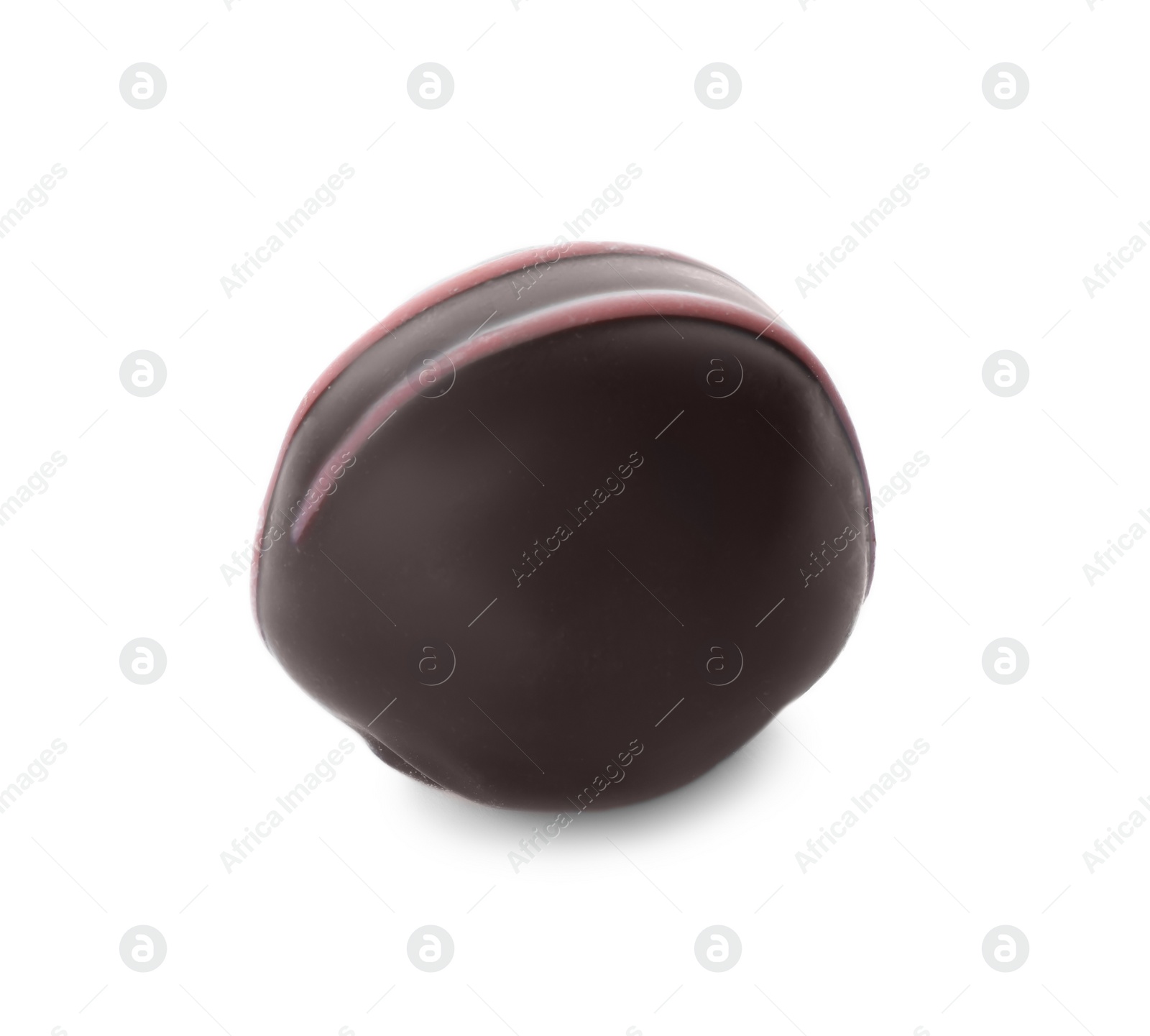 Photo of Delicious dark chocolate candy isolated on white