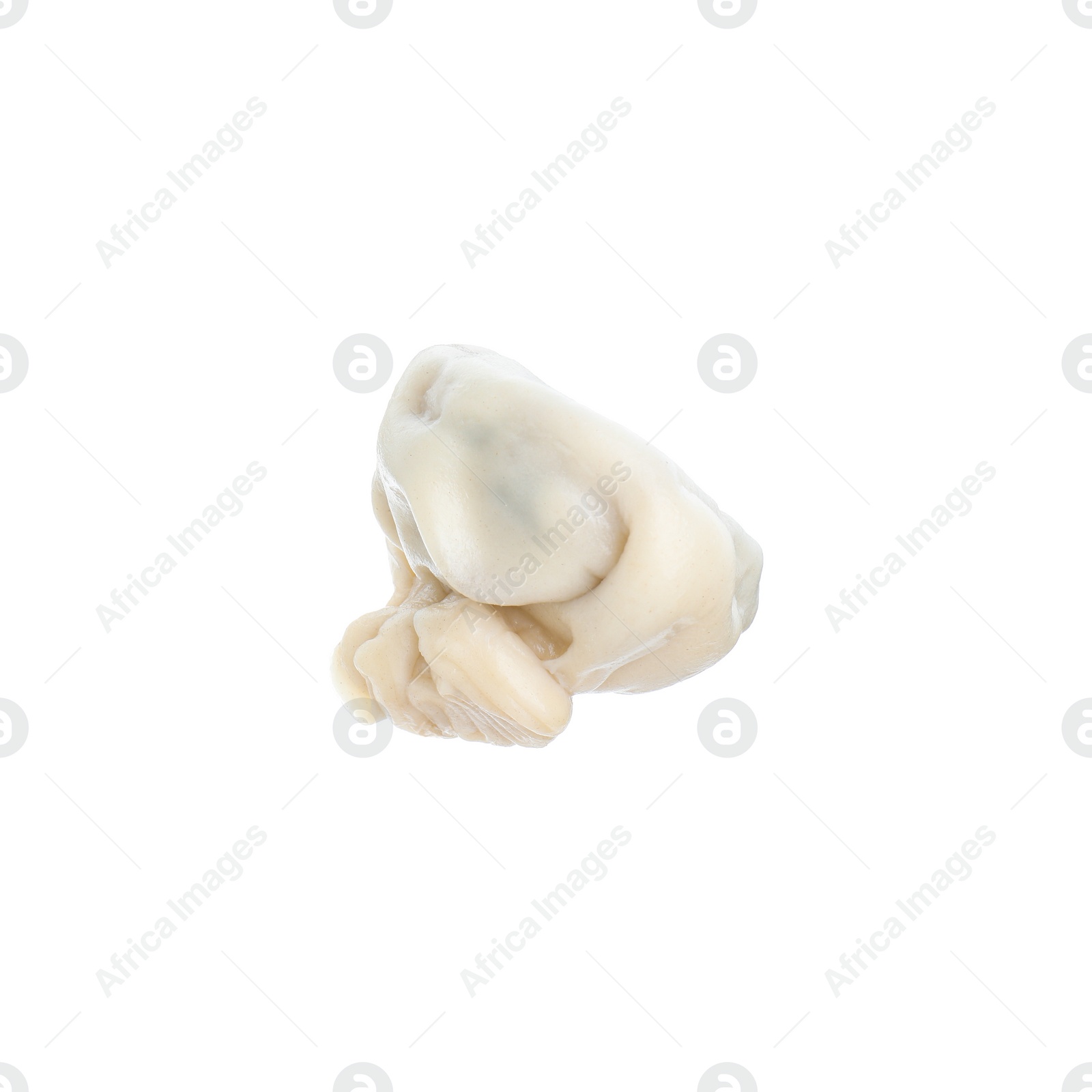 Photo of One tasty khinkali (dumpling) isolated on white. Georgian cuisine