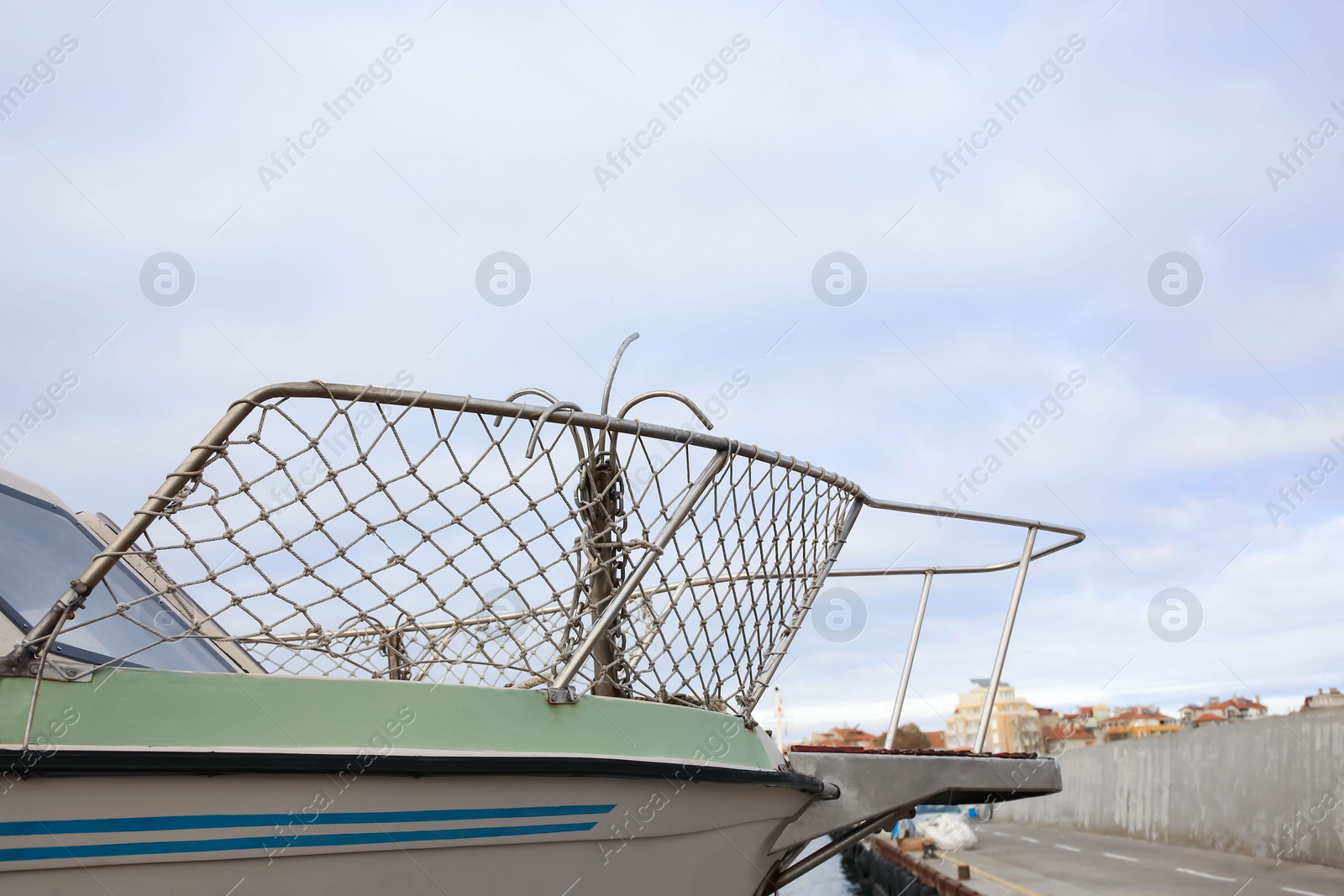 Photo of Anchor of modern yacht against sky outdoors