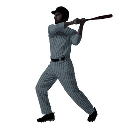 Silhouette of baseball player on white background