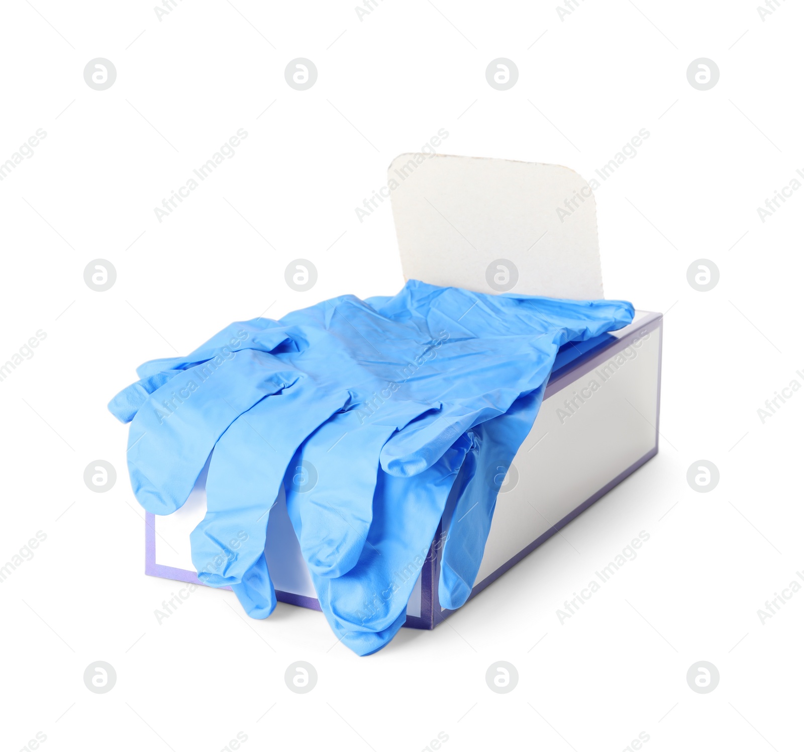 Photo of Box of new medical gloves isolated on white