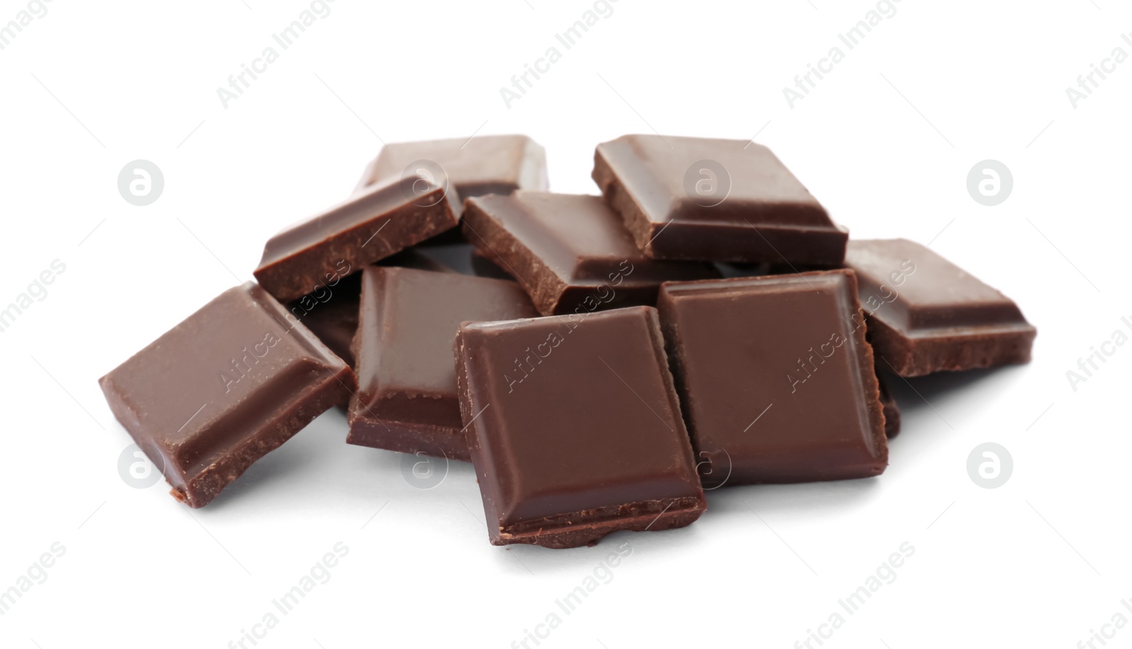 Photo of Delicious black chocolate on white background