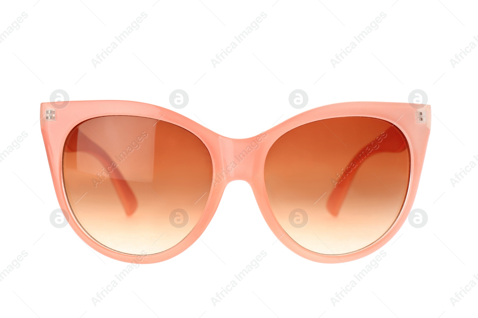 Photo of New stylish elegant sunglasses isolated on white