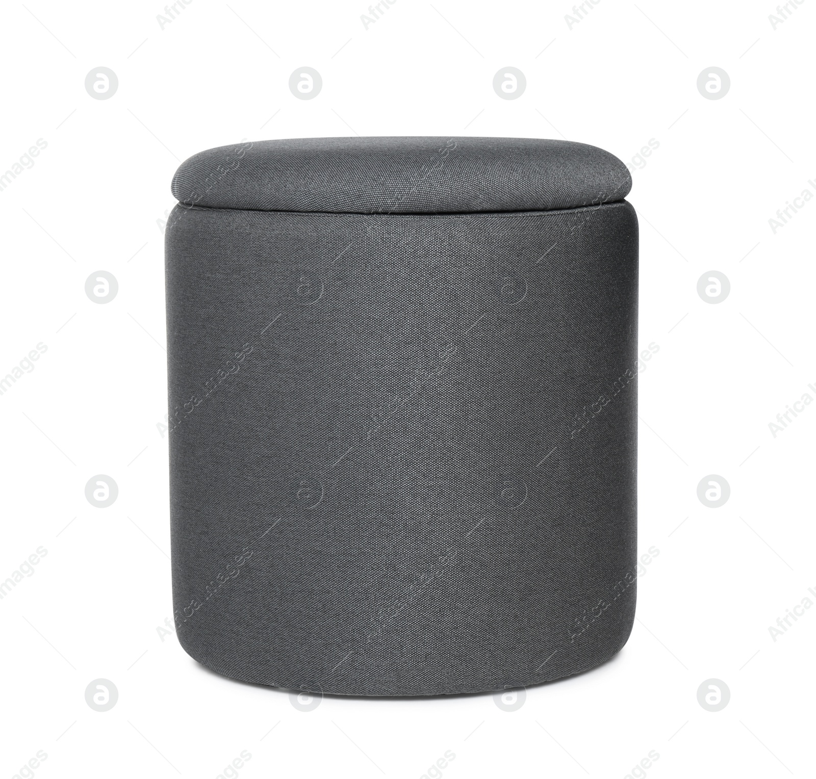 Photo of Stylish dark grey ottoman isolated on white