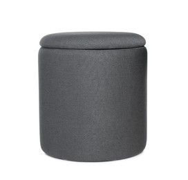 Photo of Stylish dark grey ottoman isolated on white