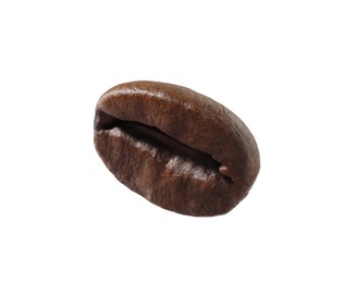 Photo of One aromatic coffee bean isolated on white