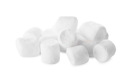 Photo of Pile of sweet puffy marshmallows isolated on white