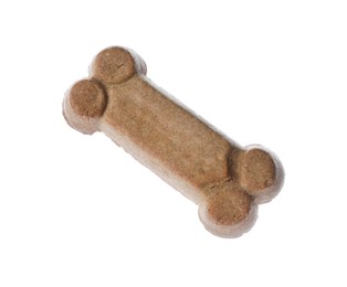 Photo of Bone shaped dog cookie isolated on white