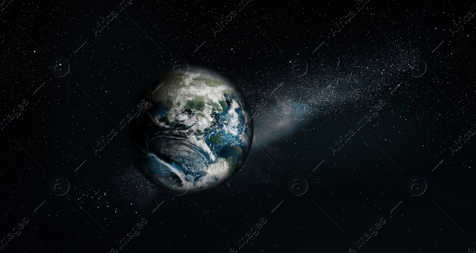 Illustration of View of Earth in open space, illustration. Banner design