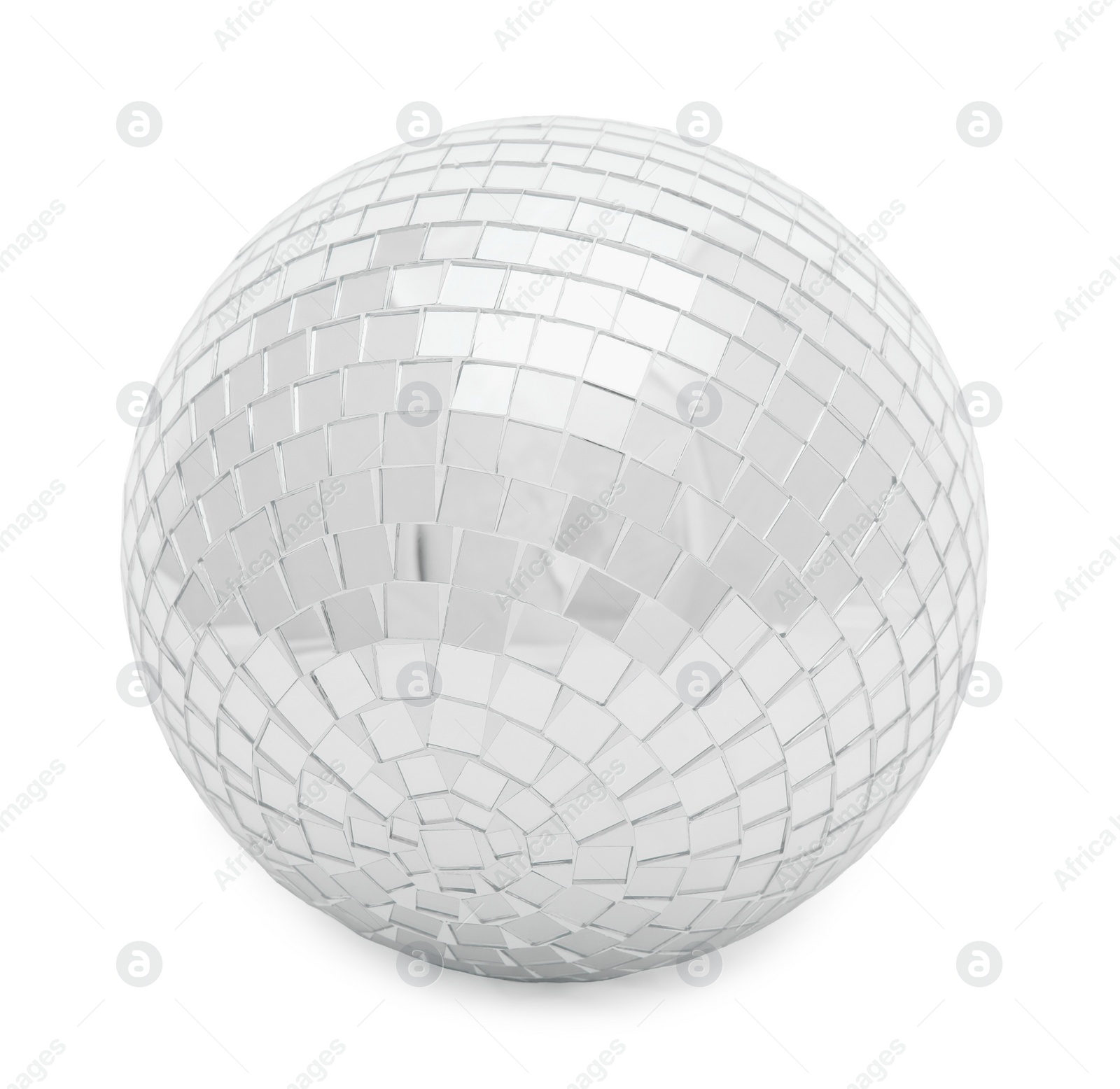 Photo of One shiny disco ball on white background