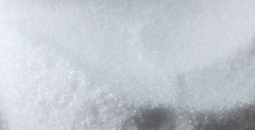 Photo of Organic white sea salt as background, closeup