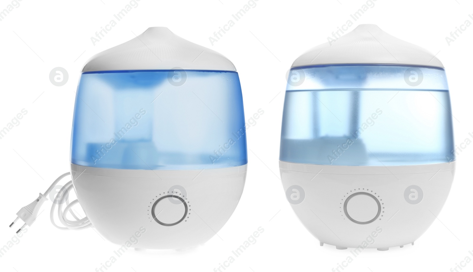 Image of Collage with modern humidifier on white background, view from different sides