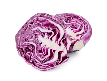 Photo of Cut fresh red cabbage isolated on white
