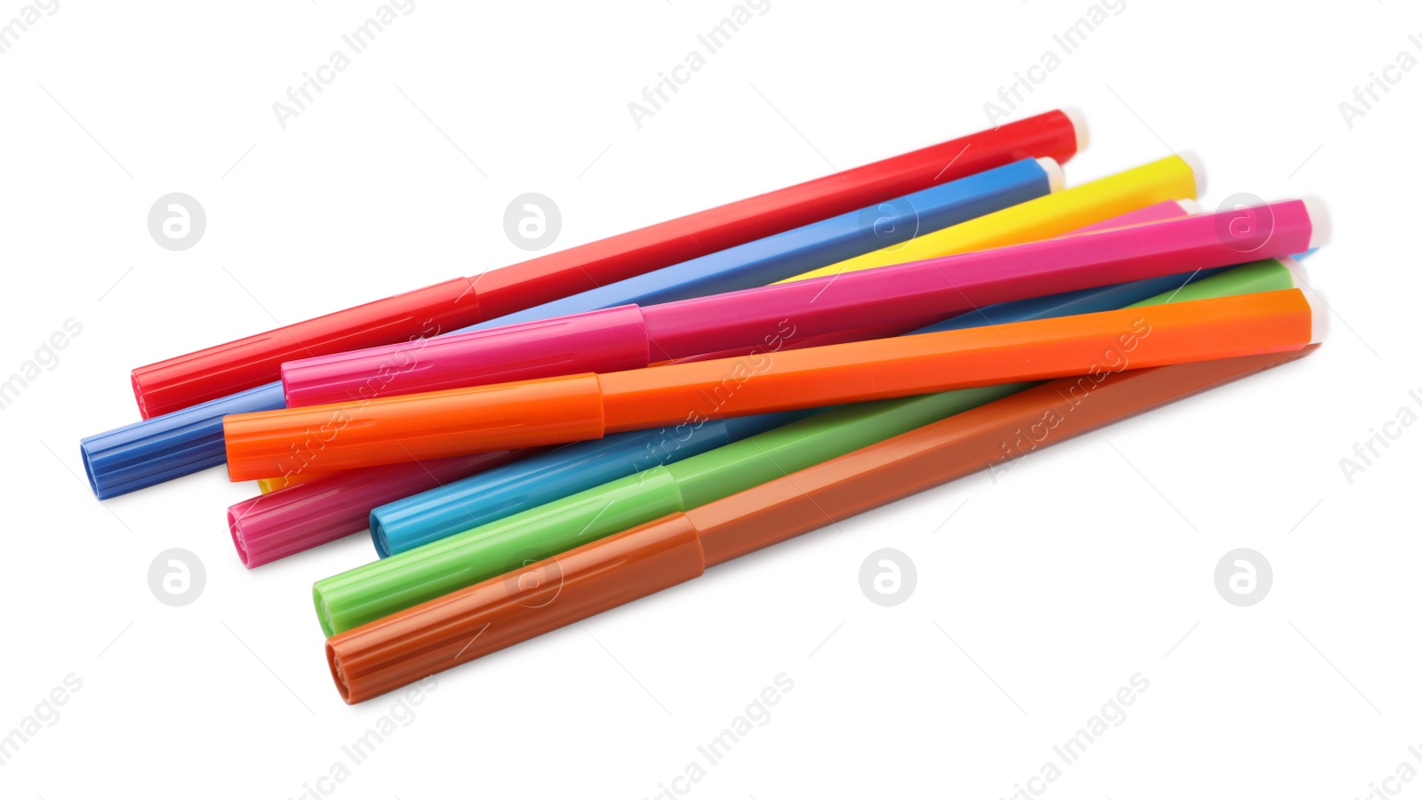 Photo of Many bright colorful markers isolated on white