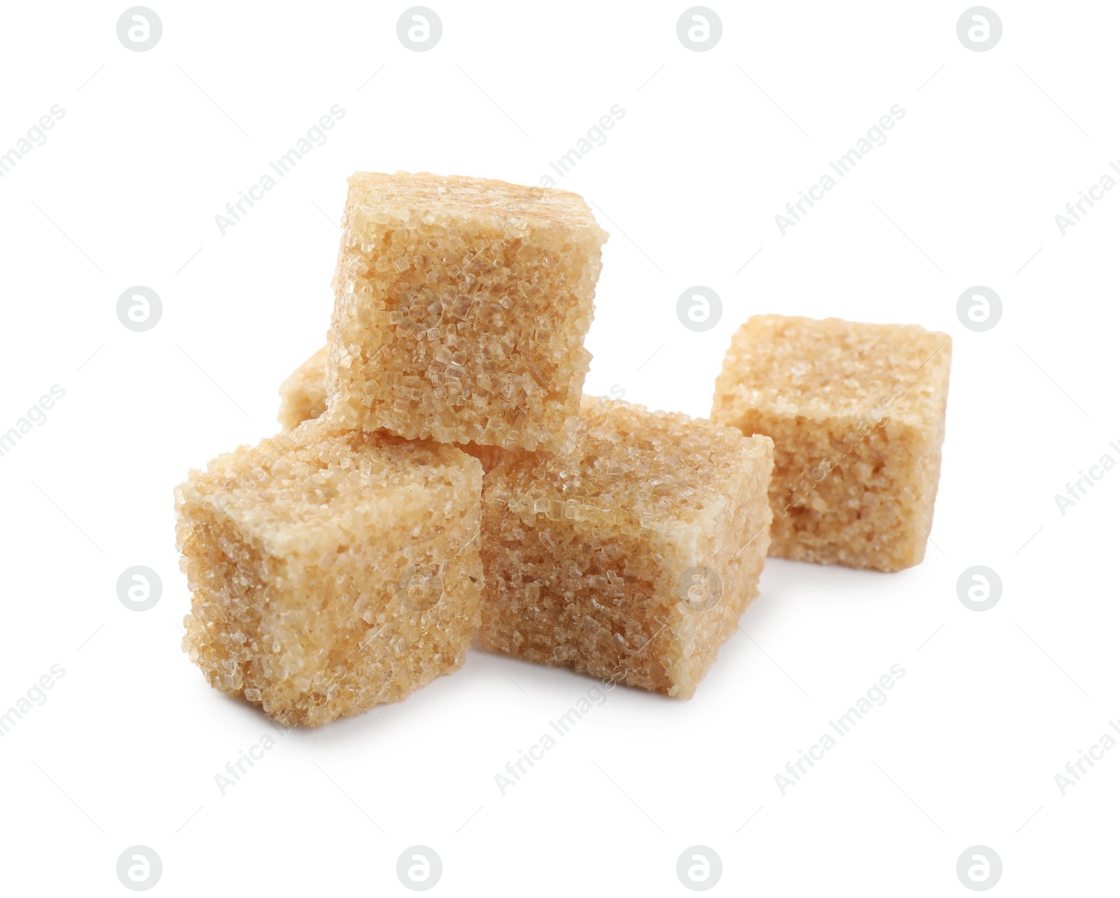 Photo of Cubes of brown sugar isolated on white