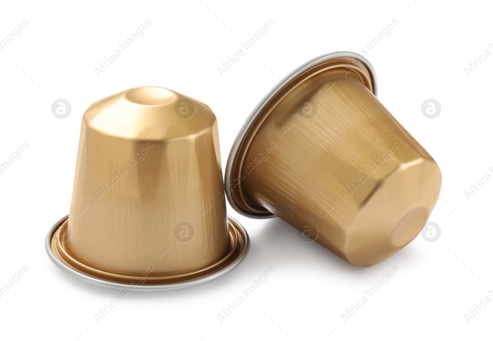 Photo of Two plastic coffee capsules isolated on white