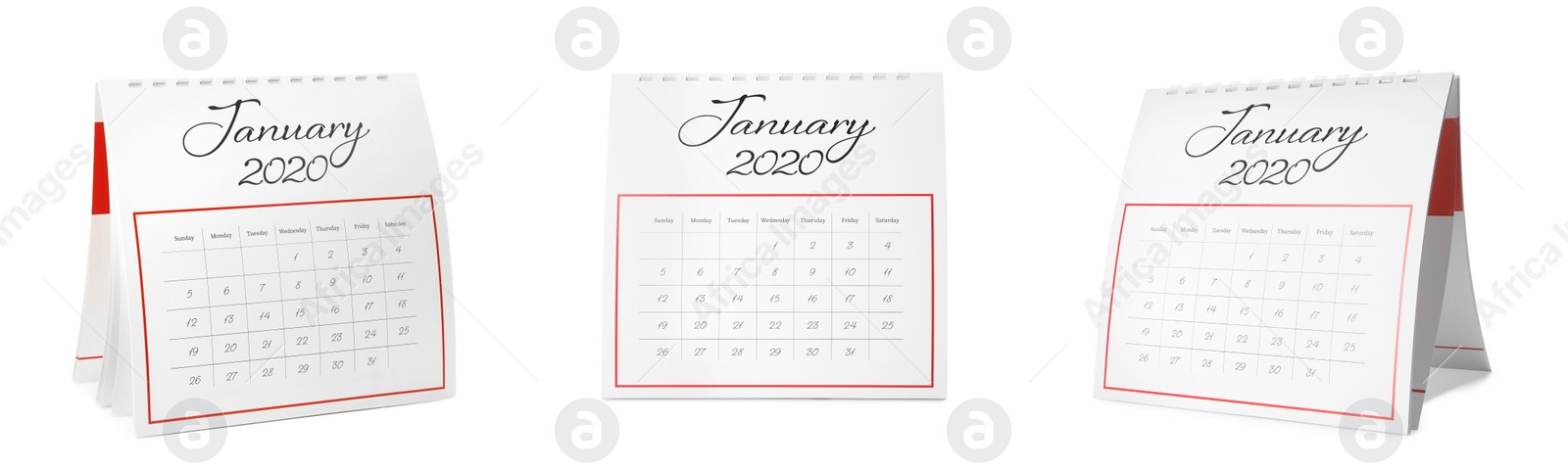 Image of Collage of paper calendar on white background