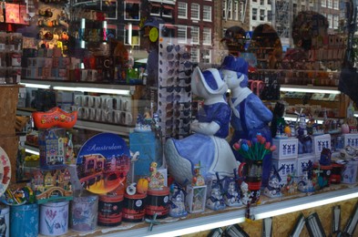 Photo of Amsterdam, Netherlands - June 18, 2022: Storefront of souvenir shop