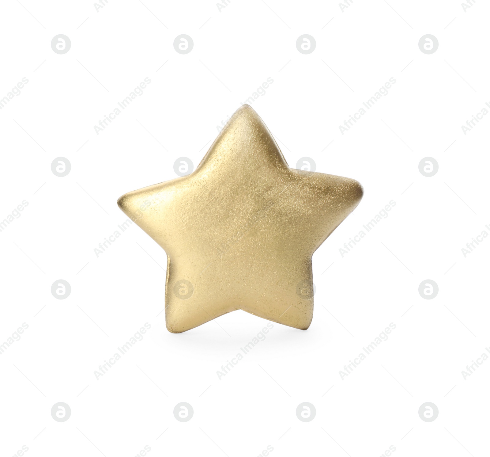 Photo of Tasty cookie in shape of golden star isolated on white