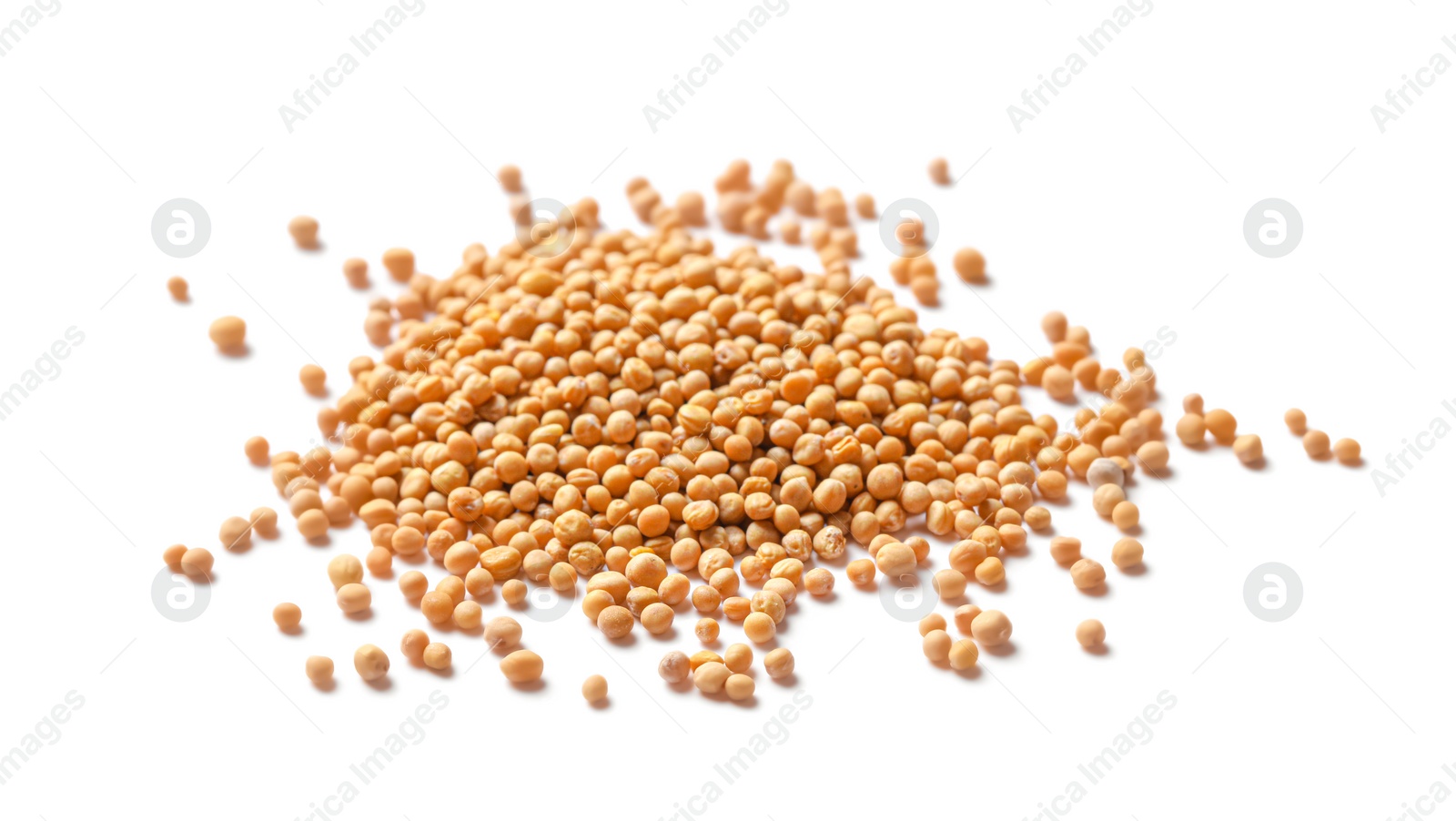 Photo of Many whole mustard seeds on white background