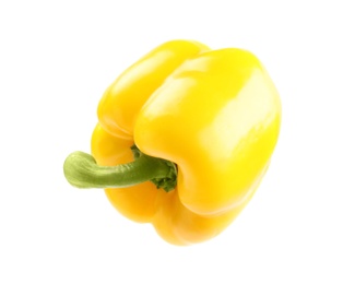 Photo of Ripe yellow bell pepper isolated on white