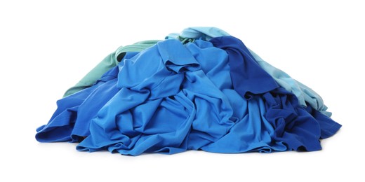 Photo of Pile of dirty clothes on white background