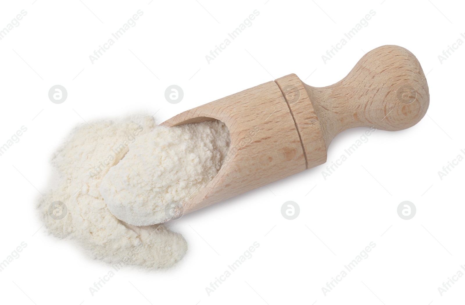 Photo of Baking powder in scoop isolated on white