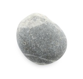 Photo of One grey stone isolated on white, top view