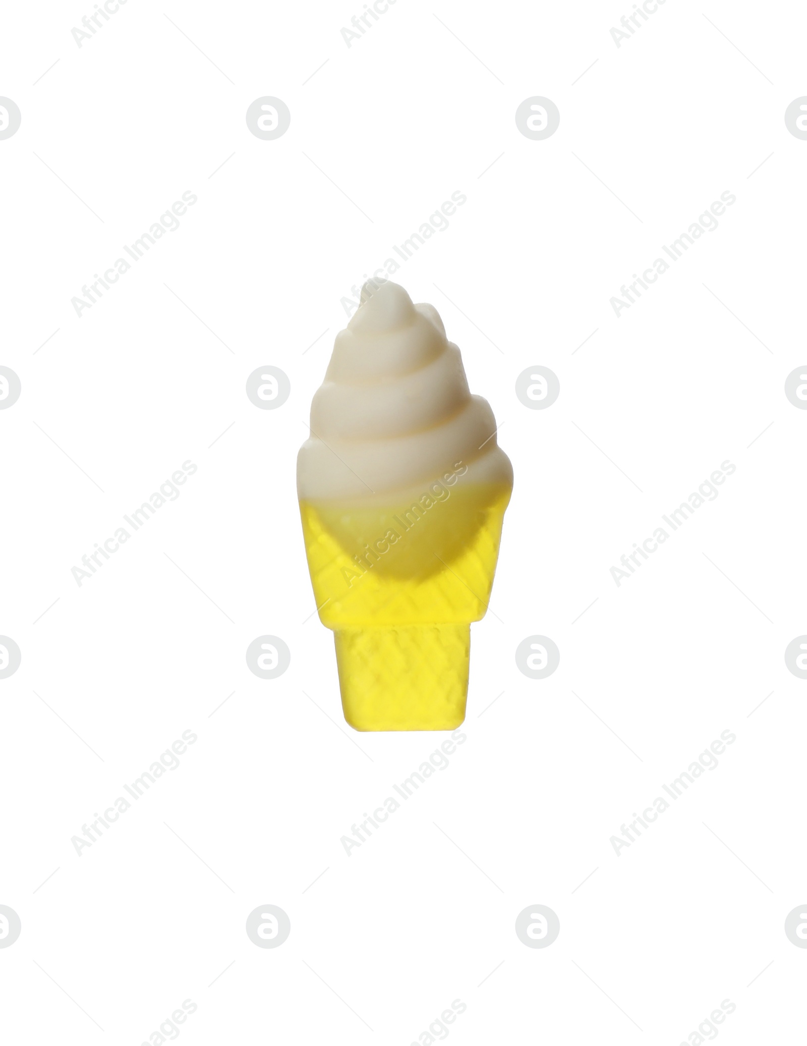 Photo of Tasty jelly candy in shape of ice cream isolated on white