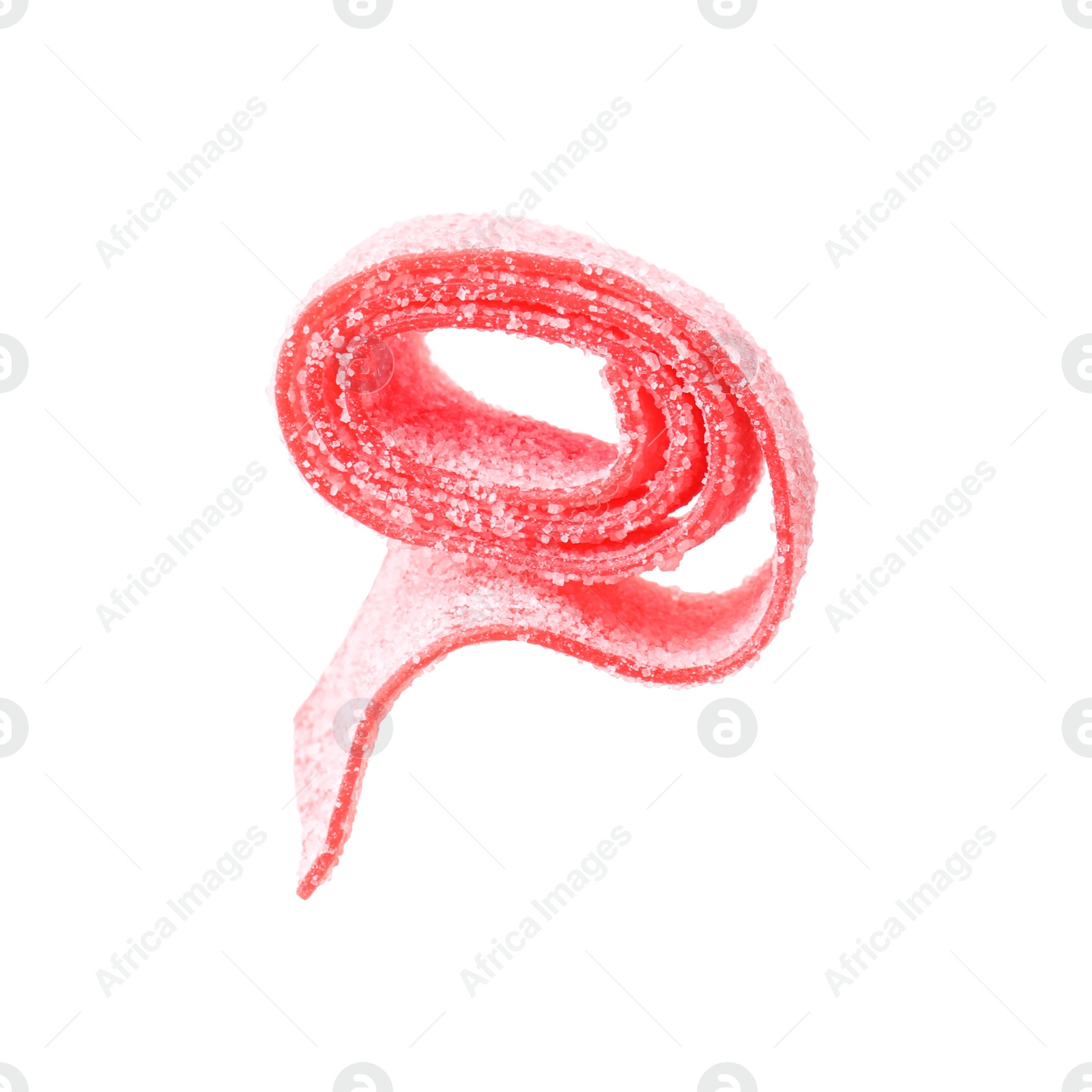 Photo of Red sweet jelly candy on white background