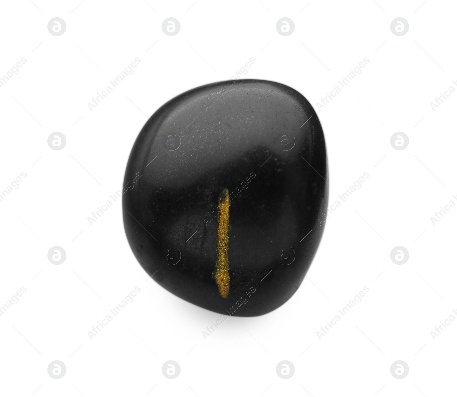 Photo of Black stone rune Isaz isolated on white