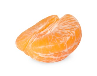 Half of peeled fresh ripe tangerine isolated on white