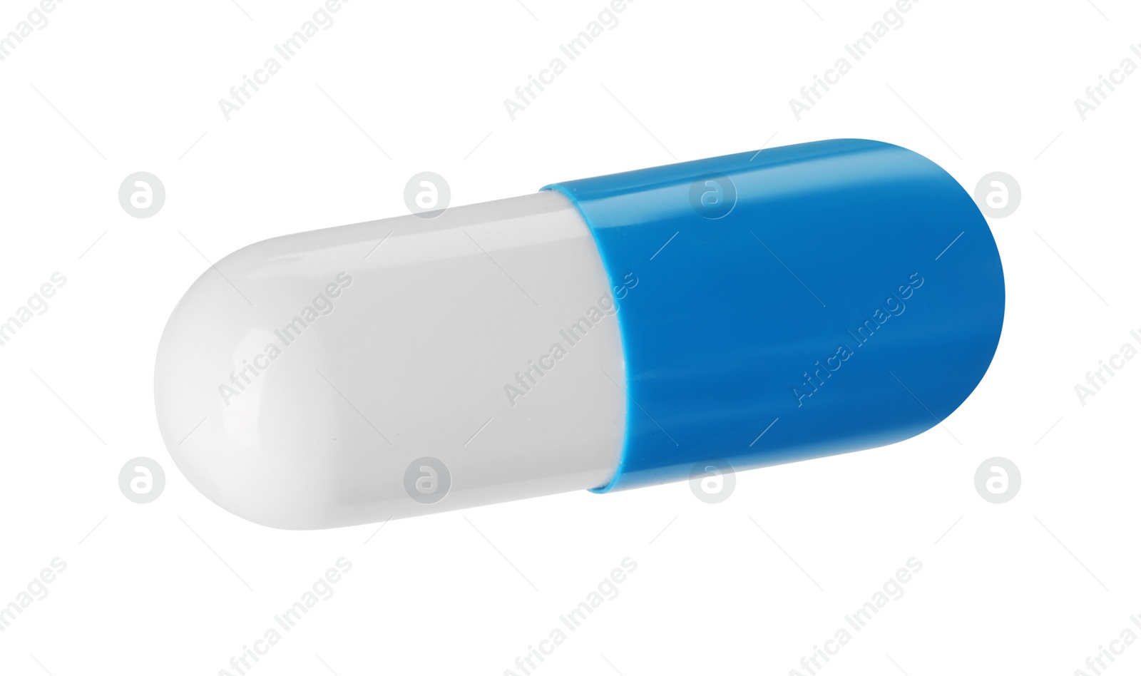 Photo of One antibiotic pill isolated on white. Medicinal treatment