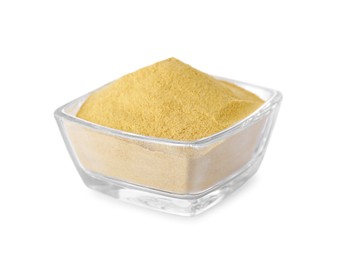 Photo of Brewer's yeast powder in bowl isolated on white