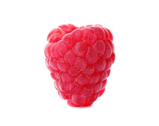 Photo of Delicious fresh ripe raspberry on white background