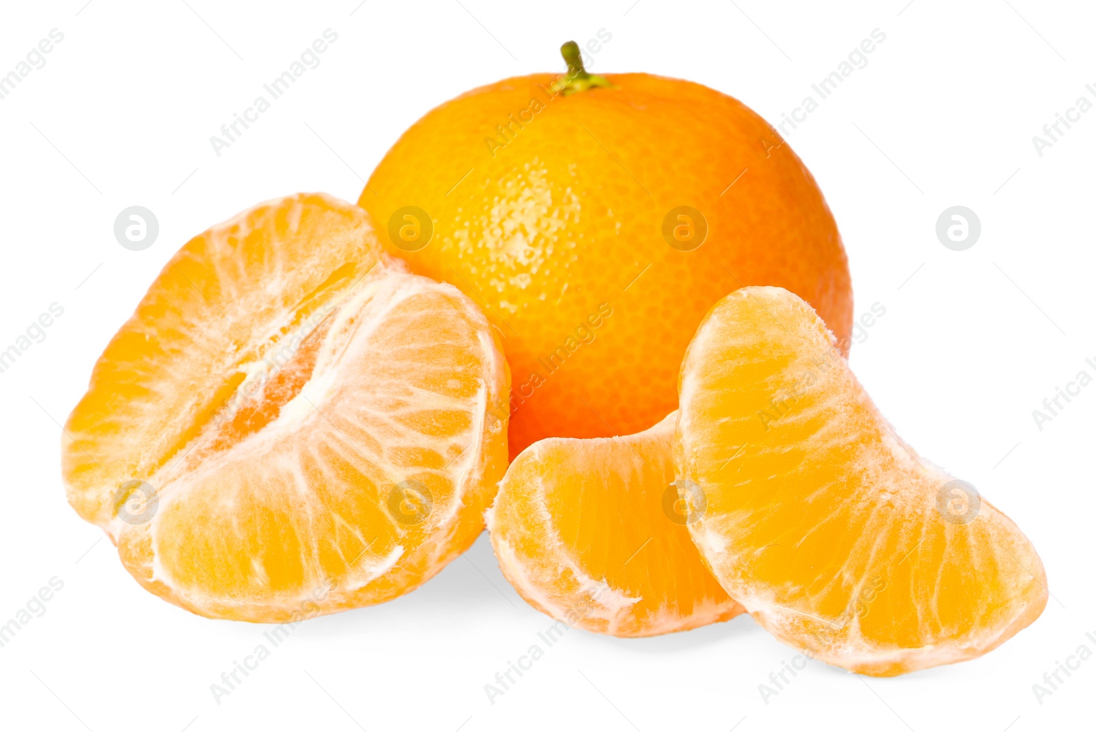 Photo of Fresh ripe juicy tangerines isolated on white