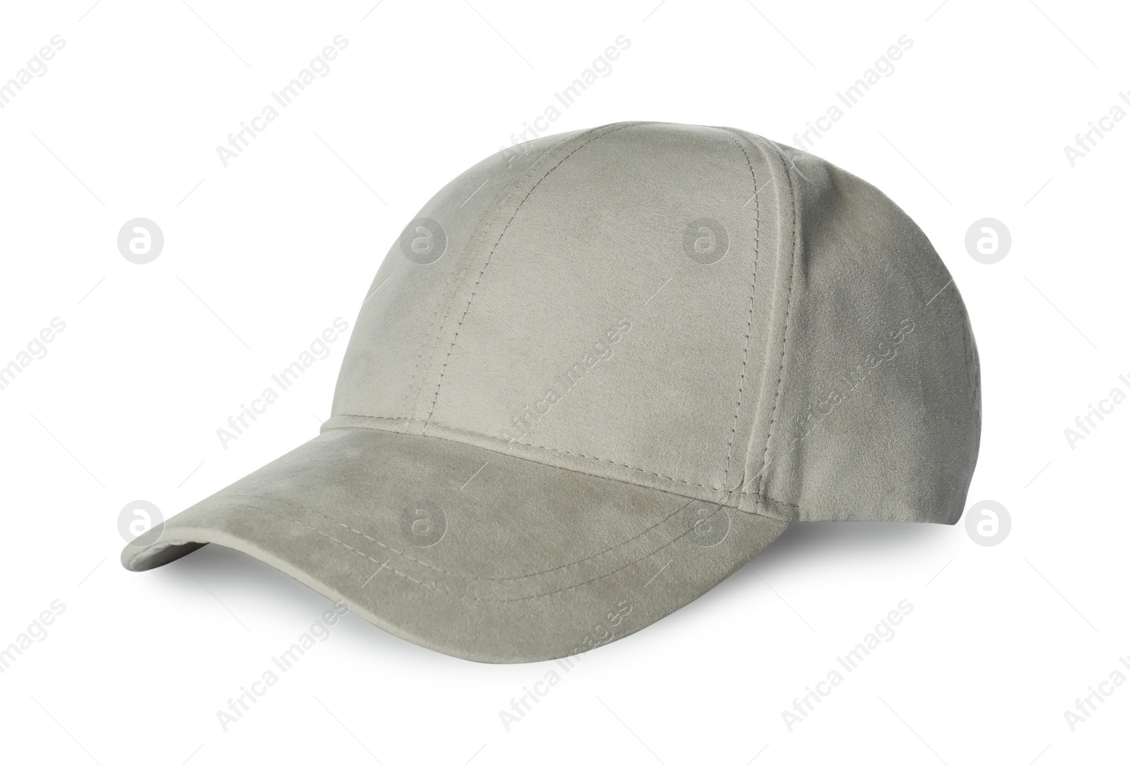 Photo of Stylish beige baseball cap isolated on white