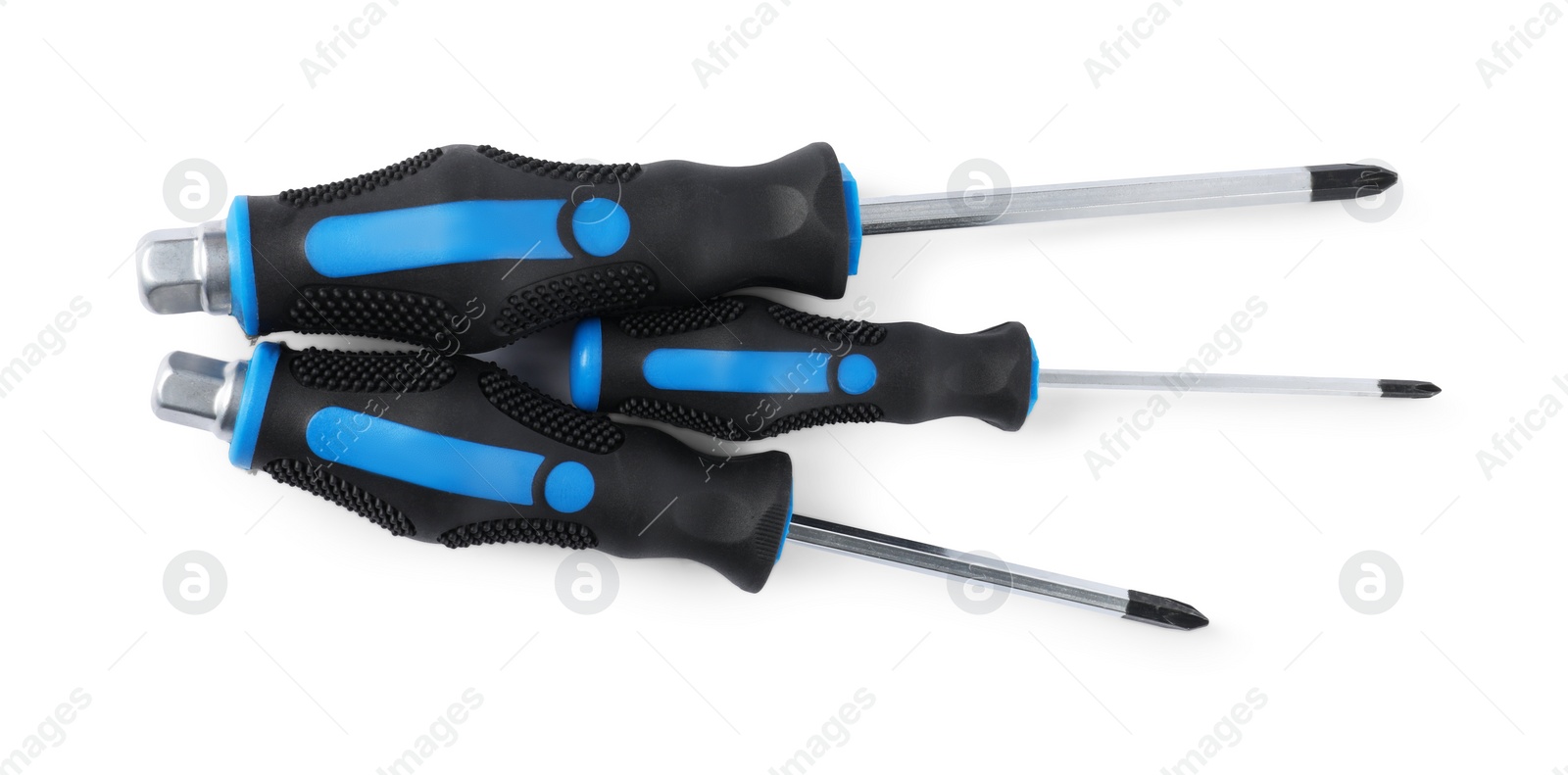 Photo of Set of screwdrivers isolated on white, top view