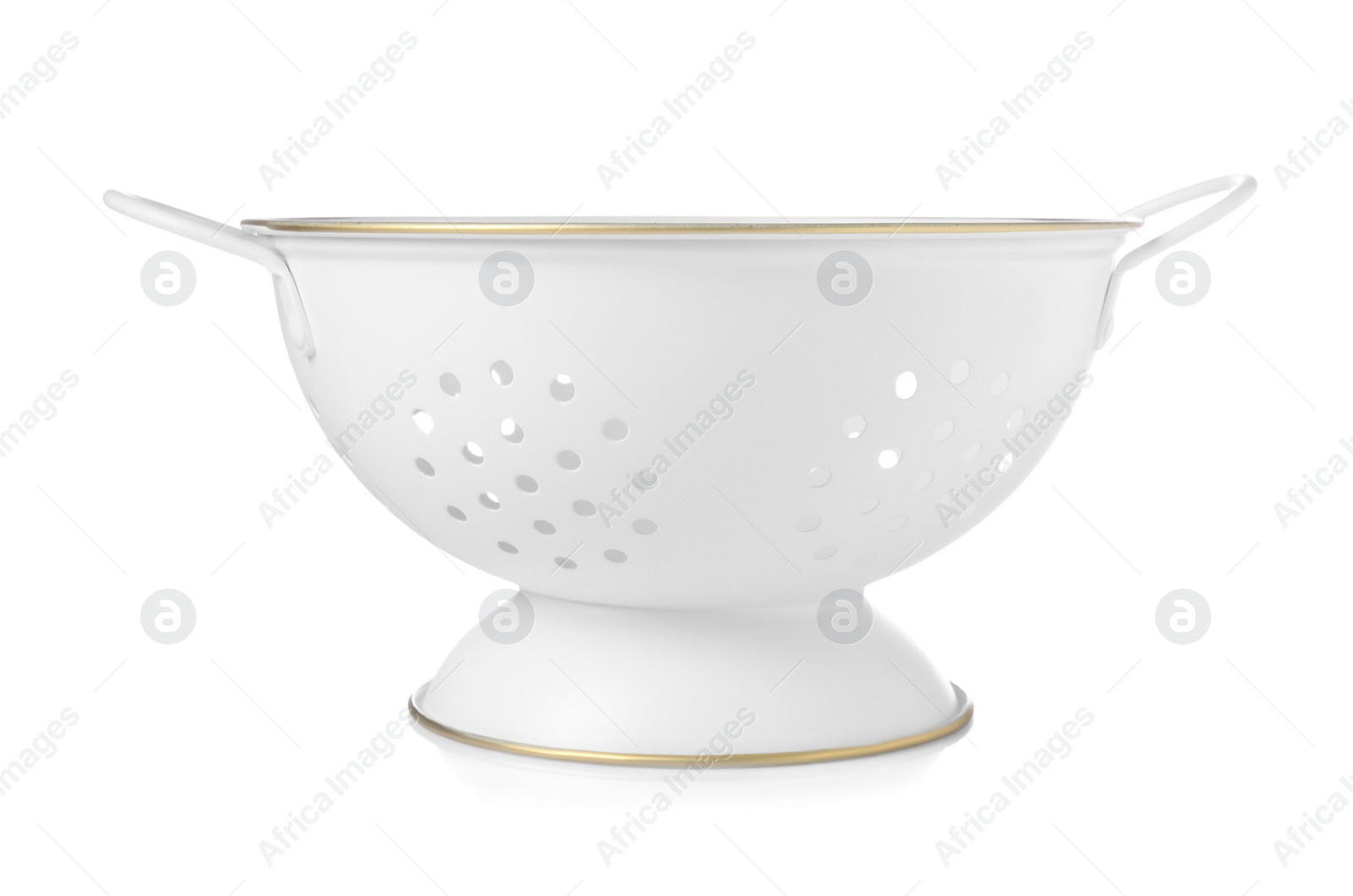 Photo of One clean empty colander isolated on white