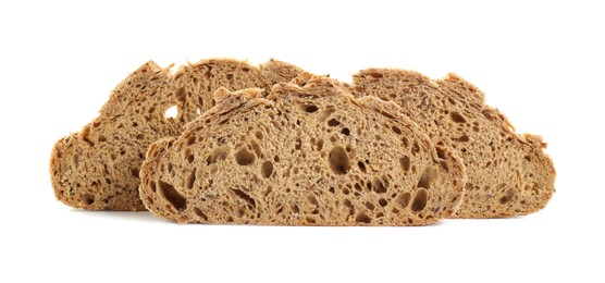 Photo of Slices of freshly baked sourdough bread isolated on white