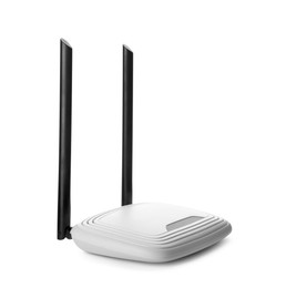 Photo of New modern Wi-Fi router isolated on white