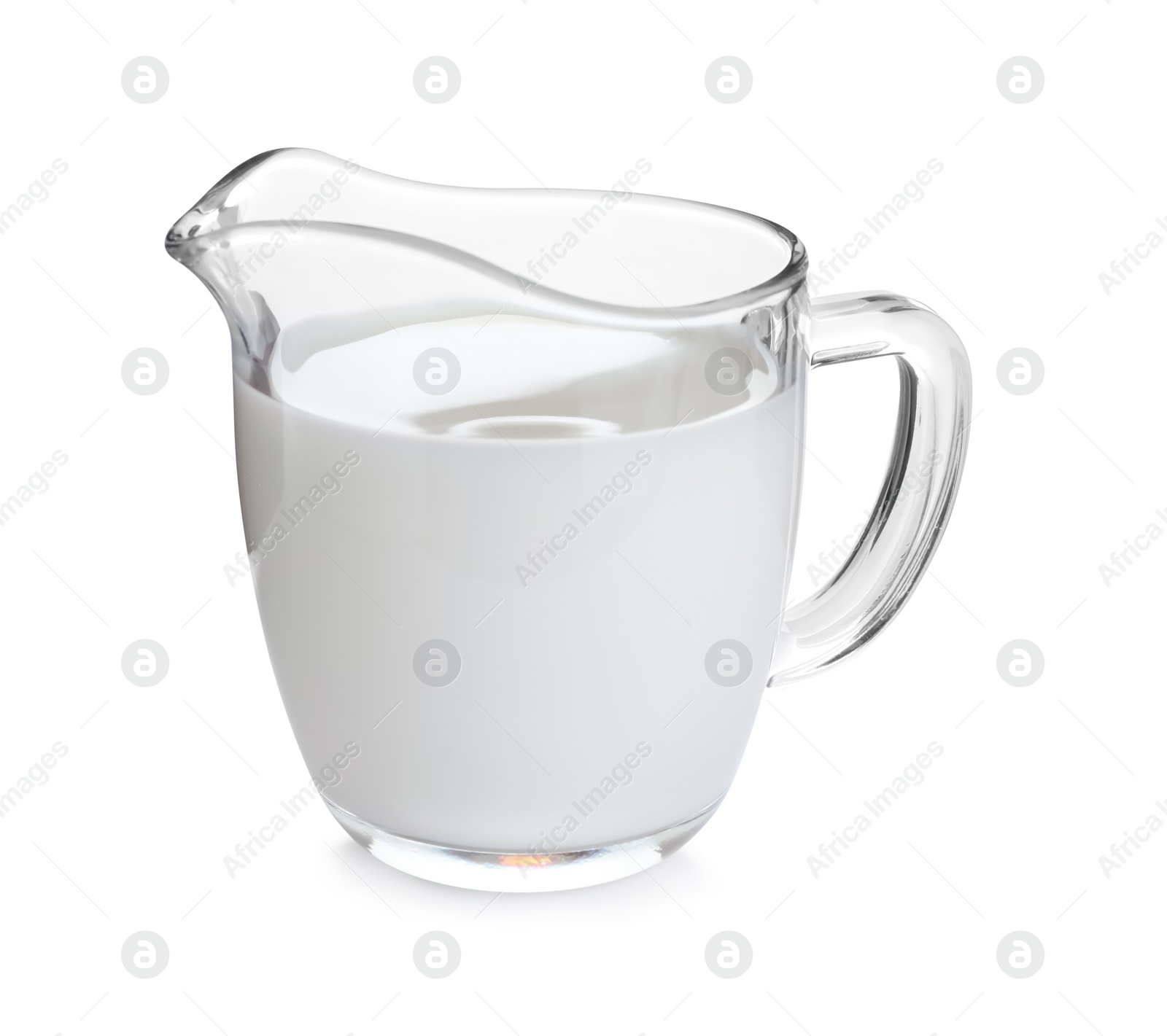 Photo of Jug of fresh milk isolated on white