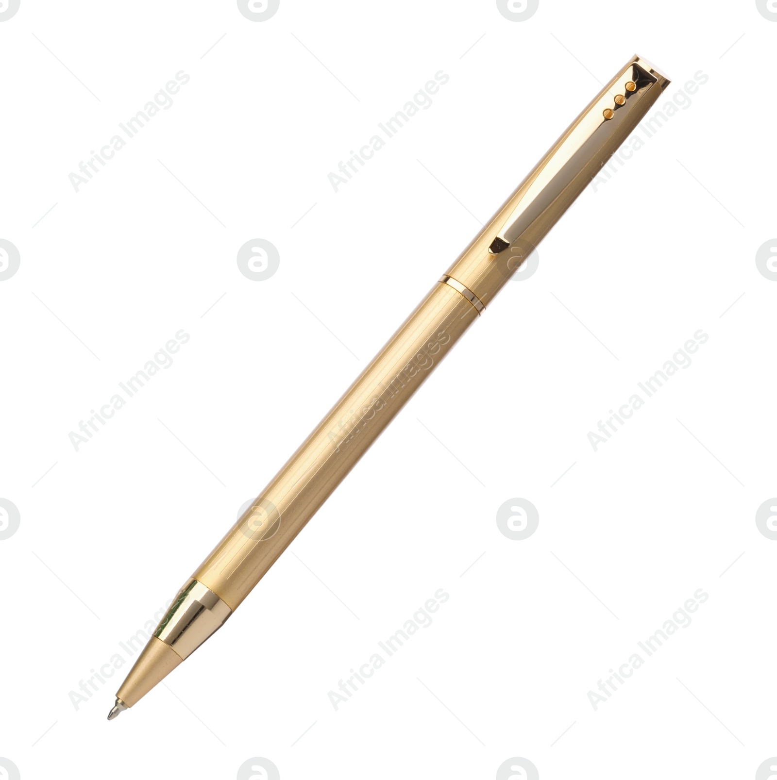 Photo of New stylish golden pen isolated on white