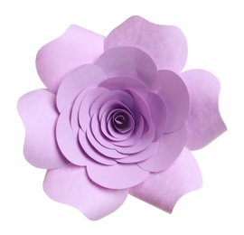 Photo of Beautiful violet flower made of paper isolated on white